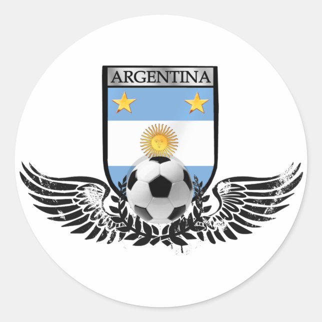 Argentiniens Weltmeister Winged-Futbol-Schild Runder Aufkleber (Vorderseite)