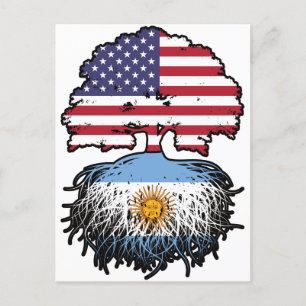 Argentinisch Argentinische Flagge USA Tree Roots Postkarte