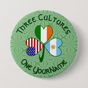Argentinisch Irisch Amerikanische Flagge Shamrock  Button
