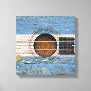 Argentinische Flagge auf alter Akustikgitarre Leinwanddruck