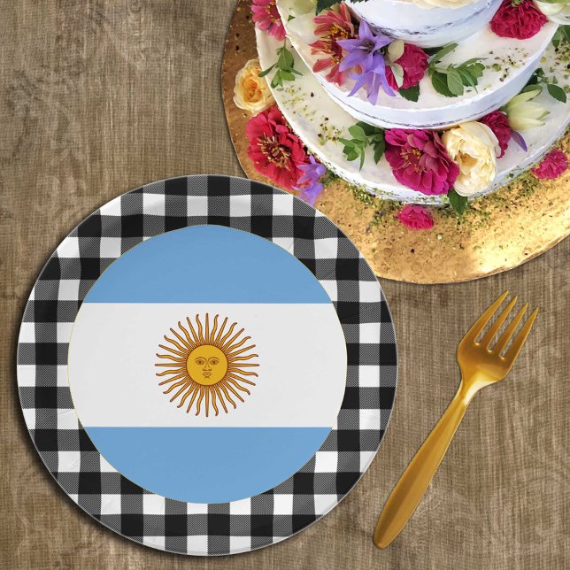 Argentinische Flagge, Büffel kariert und Argentini Pappteller (Von Creator hochgeladen)
