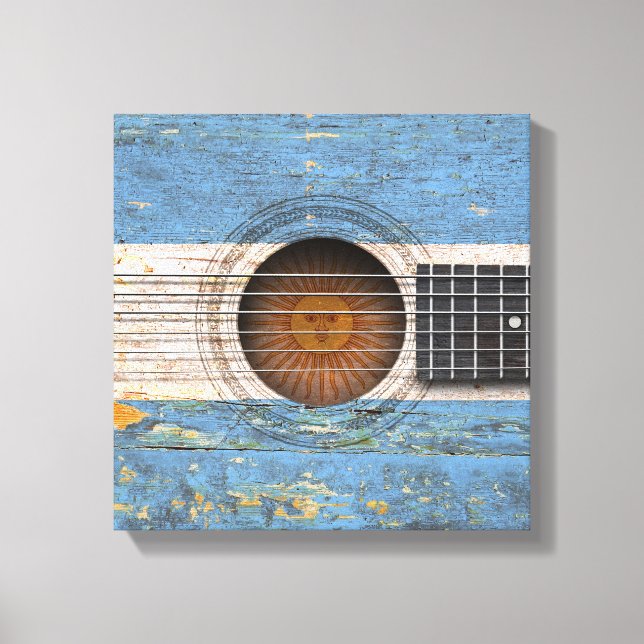 Argentinische Flagge für alte akustische Gitarre Leinwanddruck (Vorderseite)