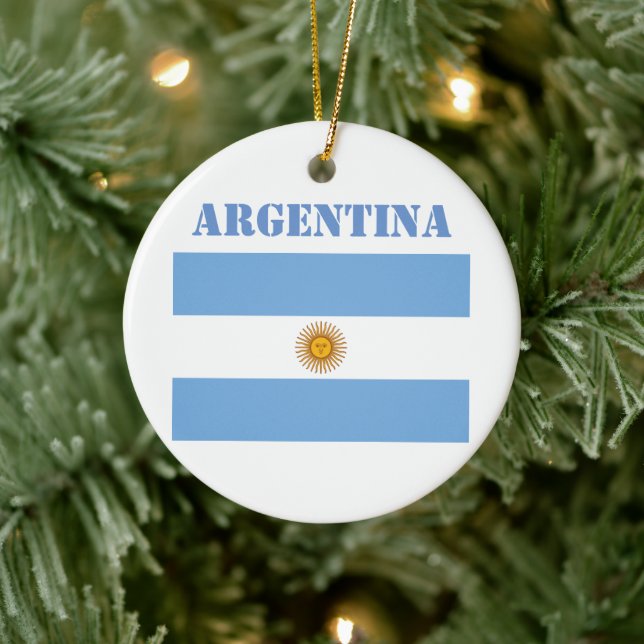 Argentinische Flagge Fußbälle Fußball Argentinisch Keramik Ornament (Baum)