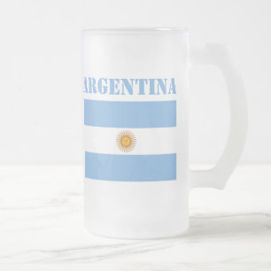 Argentinische Flagge Fußbälle Fußball Argentinisch Mattglas Bierglas