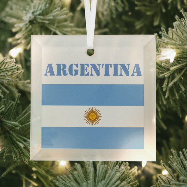 Argentinische Flagge Fußbälle Fußball Argentinisch Ornament Aus Glas (Insitu)