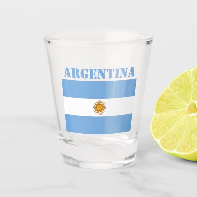 Argentinische Flagge Fußbälle Fußball Argentinisch Schnapsglas (Vorderseite)
