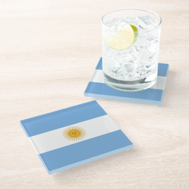 Argentinische Flagge Glasuntersetzer (Schrägansicht)