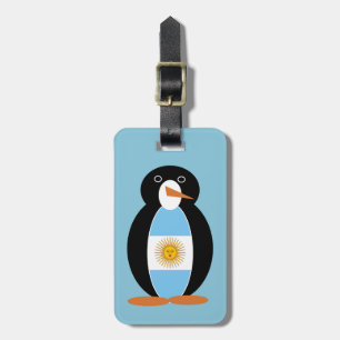 Argentinische Flagge Herr Pinguin auf Blau Gepäckanhänger
