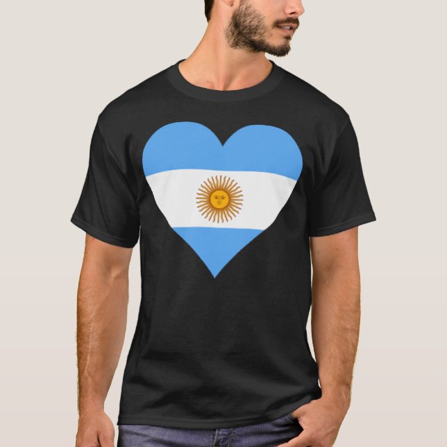 Argentinische Flagge Herz Argentinien Liebe Argent T-Shirt (Vorderseite)