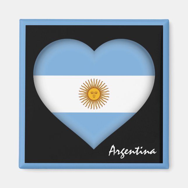 Argentinische Flagge & Herz, Argentinienurlaub /Sp Magnet (Vorne)