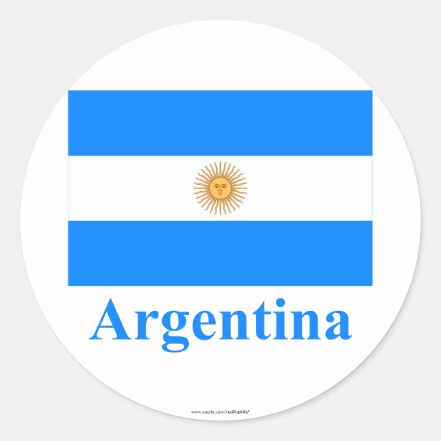 Argentinische Flagge mit Namen Runder Aufkleber (Vorderseite)