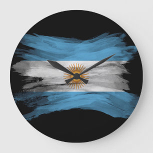 Argentinische Flagge Pinselstrich, nationale Flagg Große Wanduhr