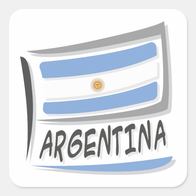 Argentinische Flagge Quadratischer Aufkleber (Vorderseite)