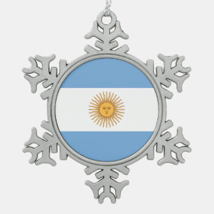 Argentinische Flagge Schneeflocken Zinn-Ornament