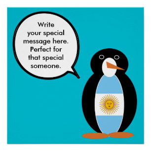 Argentinische Flagge Sprechende Ms Penguin Persona Poster