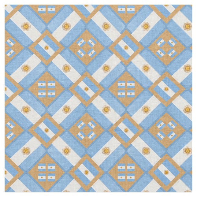 Argentinische Flagge und Trendy Argentina Fabric m Stoff (Nahaufnahme)