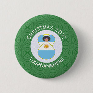 Argentinische Flagge Weihnachtsengel Personalisier Button