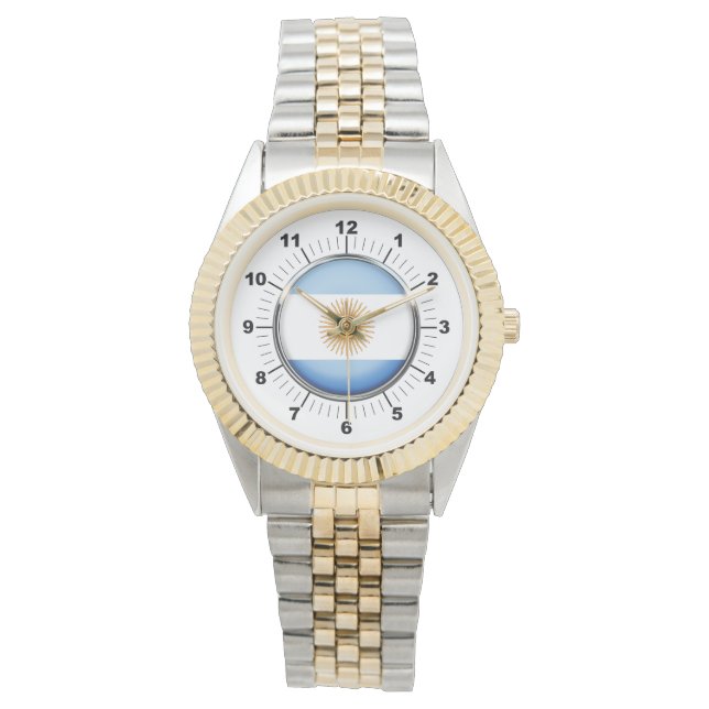 Argentinische Flagge - Zwei-Tonen-Armband-Uhr Armbanduhr (Vorderseite)