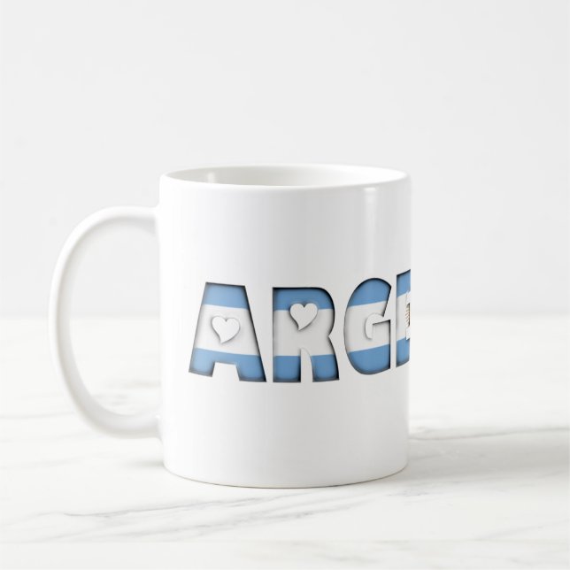 Argentinische Flaggenfarben Typografie Kaffeetasse (Links)