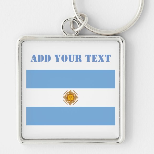 Argentinische Flaggenfußbälle - Argentinienblau Schlüsselanhänger (Vorne)