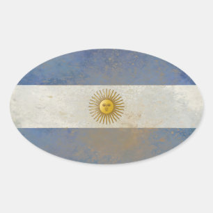 Argentinische Flaggenkleber Ovaler Aufkleber