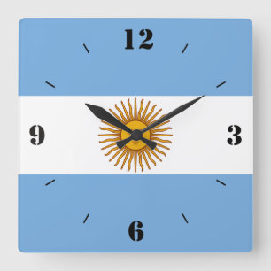Argentinische Nationalflagge Patriotisch Quadratische Wanduhr