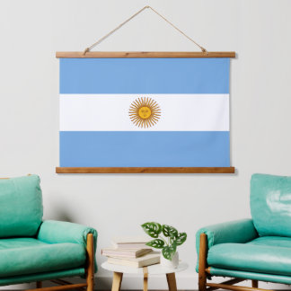 Argentinische Nationalflagge Patriotisches argenti Wandteppich Mit Holzrahmen