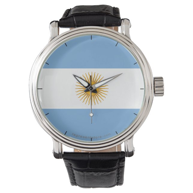 Argentinische Schlichte Flagge Armbanduhr (Vorderseite)