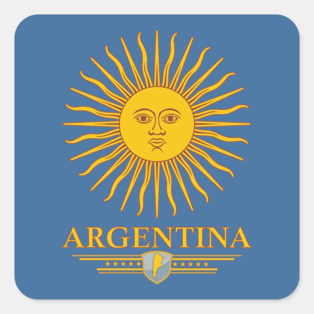 "Argentinische Sonne" Quadratischer Aufkleber (Vorderseite)