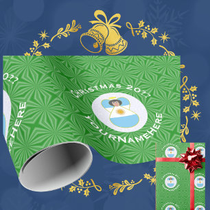 Argentinische Weihnachts-Engel-Flagge Personalisie Geschenkpapier