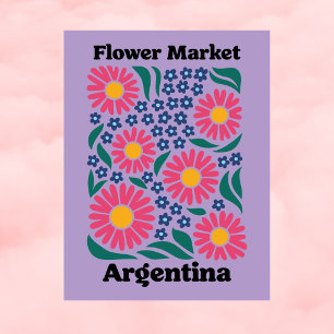 Argentinischer Blumenmarkt Rosa Daisy & Blaues Wie Postkarte