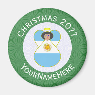 Argentinischer Flaggen-Weihnachtsengel Personalisi Magnet