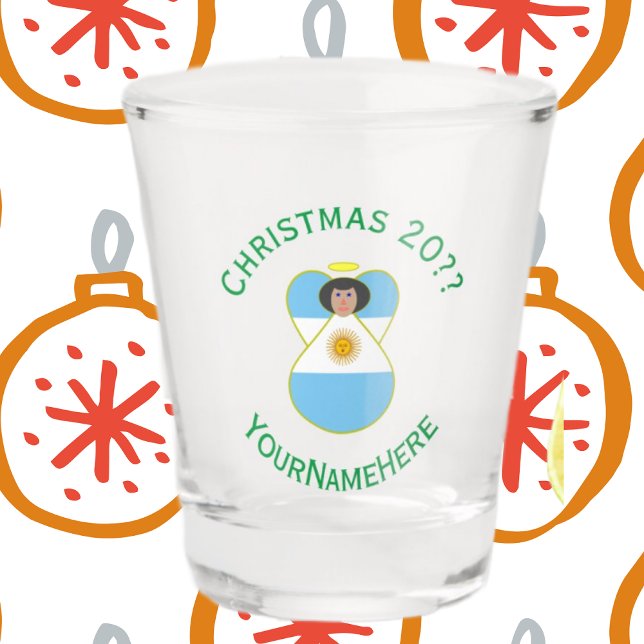 Argentinischer Flaggen-Weihnachtsengel Personalisi Schnapsglas (Von Creator hochgeladen)