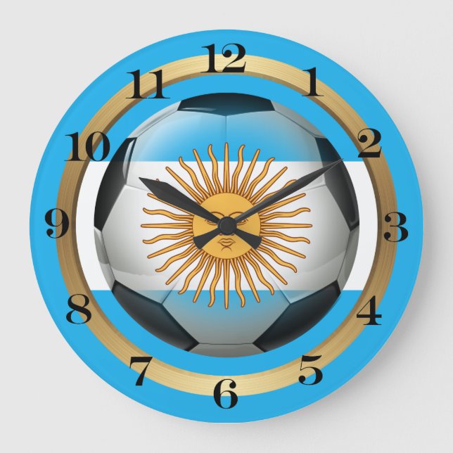 Argentinischer Fußballball Große Wanduhr (Vorderseite)