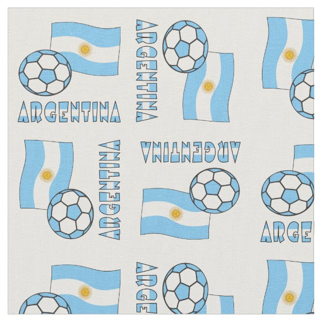 Argentinischer Fußballball und Flagge Stoff (Nahaufnahme)