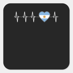 Argentinischer Herzschlag I Liebe Argentinien Flag Quadratischer Aufkleber