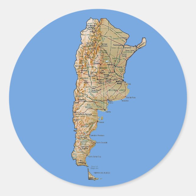 Argentinischer Kartenaufkleber Runder Aufkleber (Vorderseite)