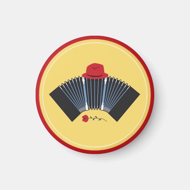 Argentinischer Tango Bandoneon Fedora und Rote Ros Magnet (Vorne)