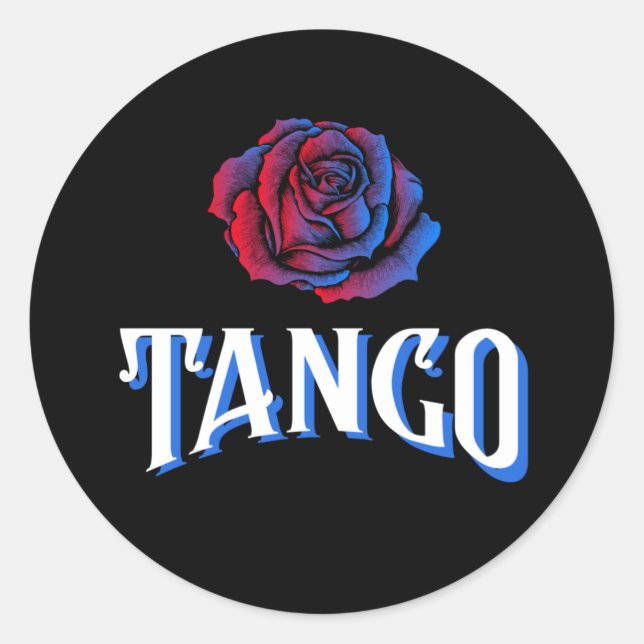 Argentinischer Tango Blue und Rote Rose Runder Aufkleber (Vorderseite)
