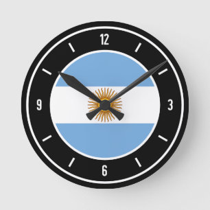 Argentinisches Flaggenelement Runde Wanduhr