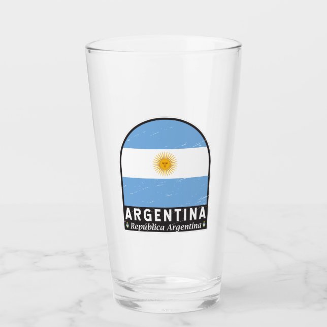 Argentinisches FlaggenEmblem erschüttert Vintag Glas (Vorderseite)
