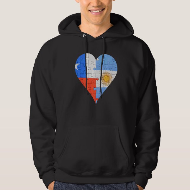 Argentinisches Flaggenherz Chiles Hoodie (Vorderseite)
