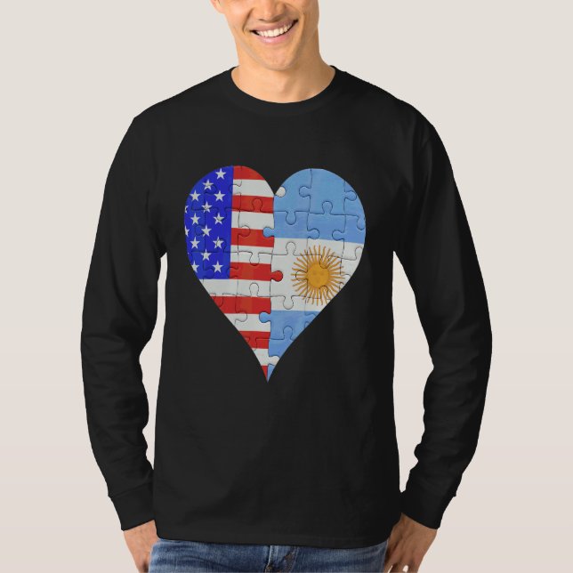 Argentinisches Flaggenherz T-Shirt (Vorderseite)