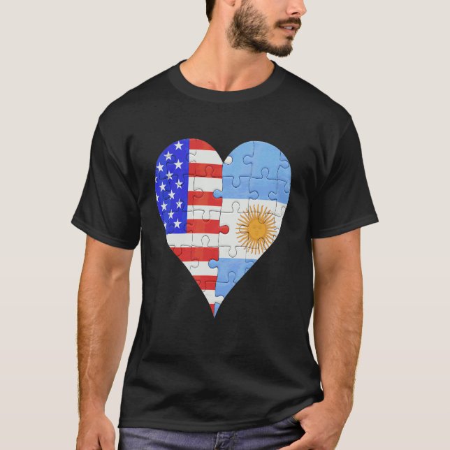 Argentinisches Flaggenherz T-Shirt (Vorderseite)