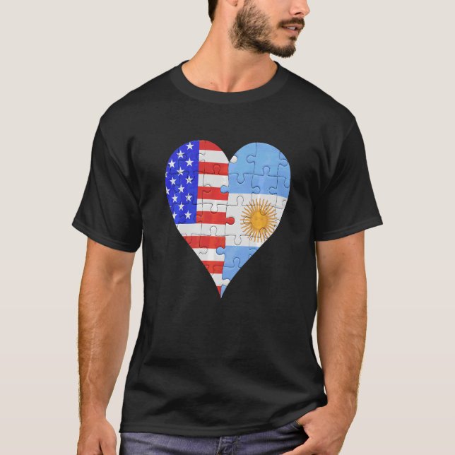 Argentinisches Flaggenherz T-Shirt (Vorderseite)