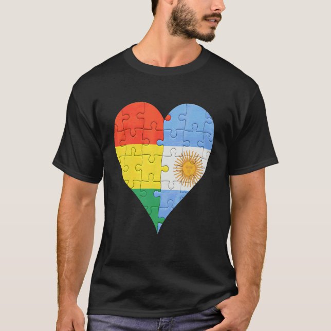 Argentinisches Flaggenherz T-Shirt (Vorderseite)