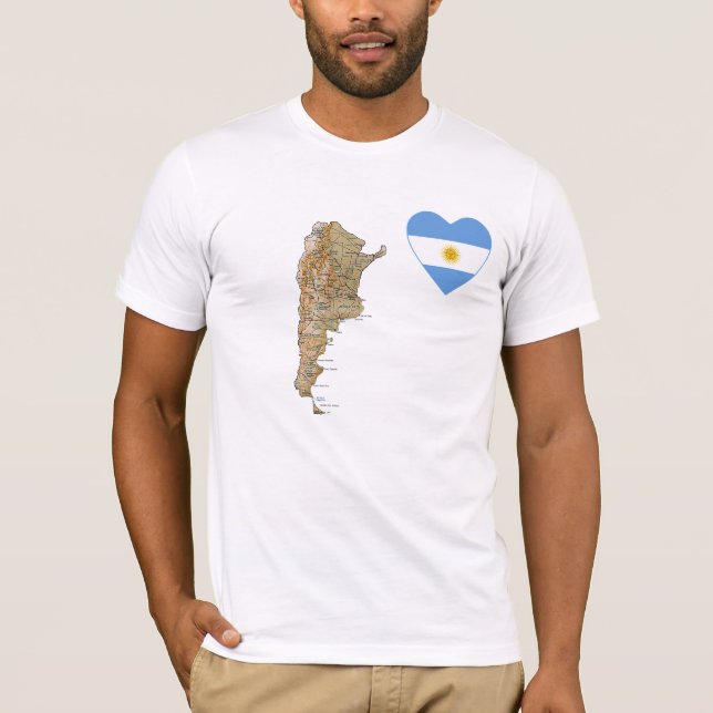 Argentinisches Flaggenherz und T - Shirt (Vorderseite)