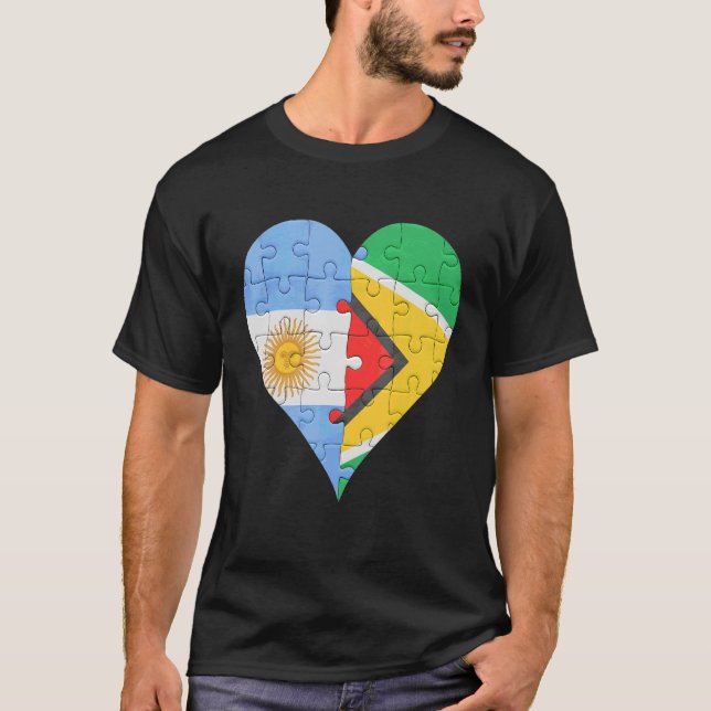 argentinisches guyanisches Flaggenherz T-Shirt (Vorderseite)