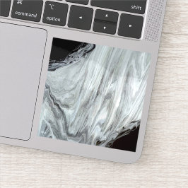 Argentum Abstract Silber Grau Schwarz Fluid Art Aufkleber