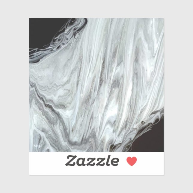 Argentum Abstract Silver Gray Black Fluid Art Aufkleber (Blatt)